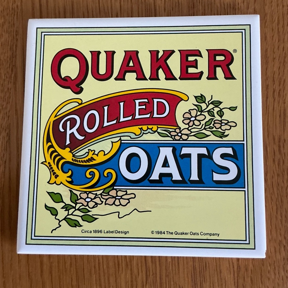 Quaker Oats Ceramic Tile/Trivet 1984 The Quaker Oats Company. Quaker Rolled Oats